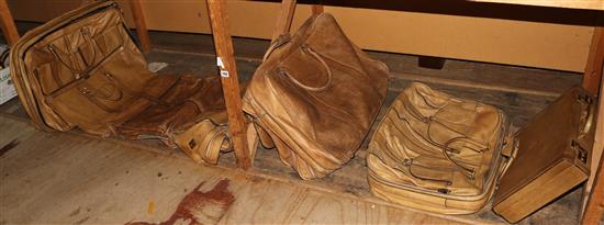 Eight assorted leather carrying bags by Carlo Diomedi, largest bag width approx. 2ft 7in.(-)